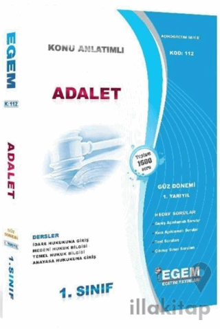 1. Sınıf 1. Yarıyıl Adalet Konu Anlatımlı Hedef Sorular - Kod 112