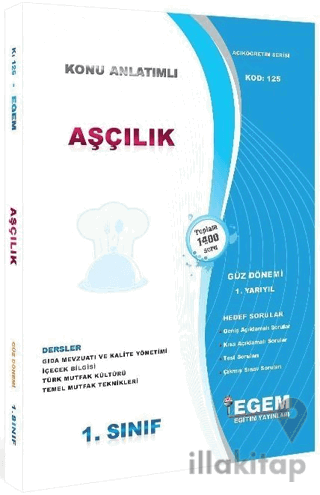 1. Sınıf 1. Yarıyıl Aşçılık Konu Anlatımlı Hedef Sorular - Kod 125