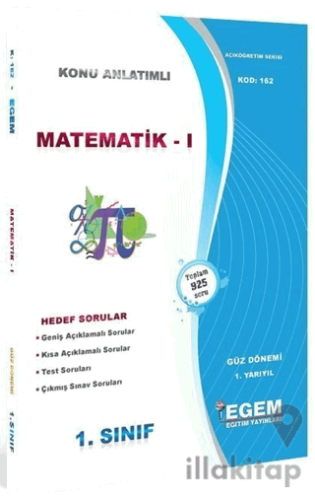 1. Sınıf 1. Yarıyıl Matematik 1 Konu Anlatımlı Soru Bankası - Kod 162