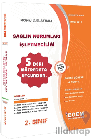 2. Sınıf 4. Yarıyıl Konu Anlatımlı Sağlık Kurumları İşletmeciliği - Ko