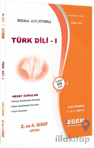 2. ve 4. Sınıf Ortak 3. ve 7. Yarıyıl Türk Dili 1 Konu Anlatımlı Soru 