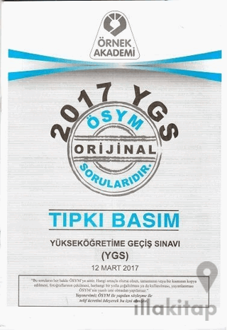 2017 YGS ÖSYM Tıpkı Basım Soru Kitapçığı