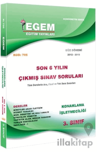 3. Sınıf 5. Yarıyıl Konaklama İşletmeciliği Güz Dönemi Çıkmış Sınav So