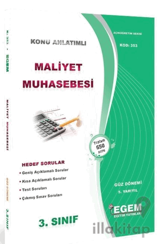 3. Sınıf 5. Yarıyıl Maliyet Muhasebesi Konu Anlatımlı Soru Bankası (Ko