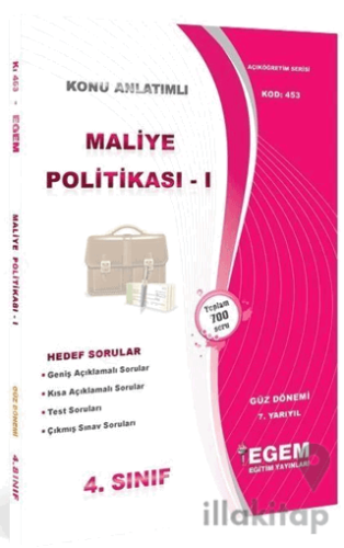 4. Sınıf 7. Yarıyıl Maliye Politikası 1 Konu Anlatımlı Soru Bankası (K