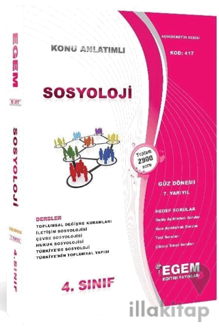 4. Sınıf 7. Yarıyıl Sosyoloji Hedef Sorular (Kod 417)