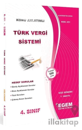 4. Sınıf 7. Yarıyıl Türk Vergi Sistemi Hedef Sorular (Kod 451)