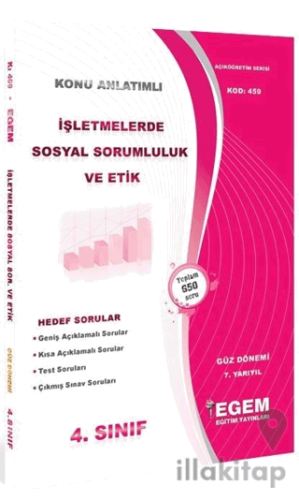 4. Sınıf İşletmelerde Sosyal Sorumluluk ve Etik Hedef Sorular (Kod 459