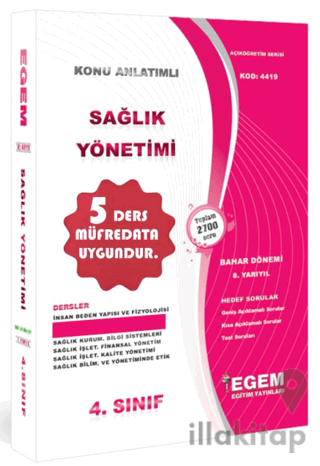 4. Sınıf Sağlık Yönetimi Konu Anlatımlı Soru Bankası