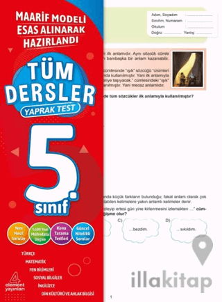 5. Sınıf Tüm Dersler Yaprak Test