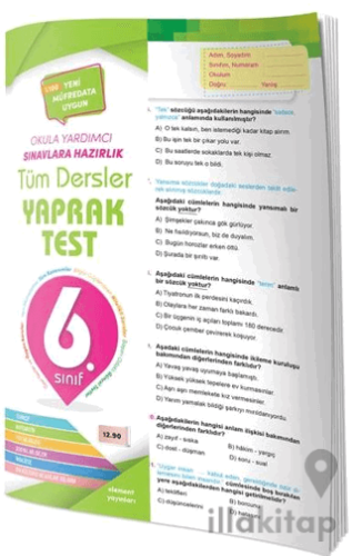 6. Sınıf Tüm Dersler Yaprak Test