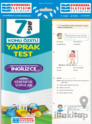 7. Sınıf İngilizce Konu Özetli Yaprak Test