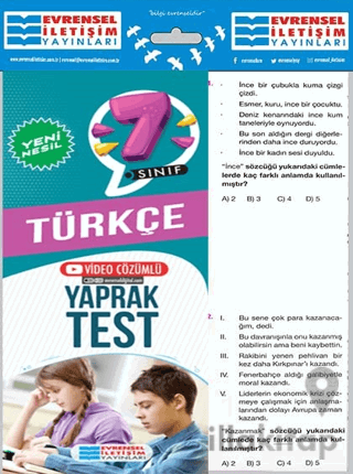 7. Sınıf Türkçe Video Çözümlü Yaprak Test