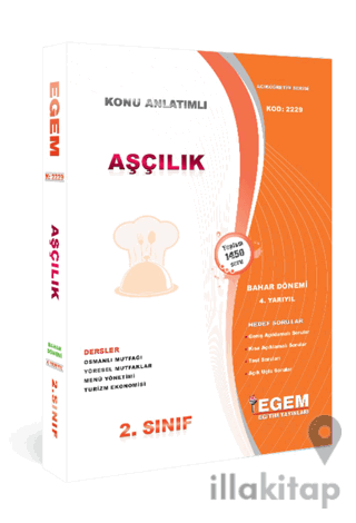 AÖF 2. Sınıf 4. Yarıyıl Aşçılık Konu Anlatımlı Soru Bakası Kod 2229