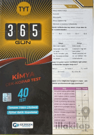 TYT 365 Gün Kimya 40 Yaprak Test